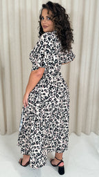 CurveWow Petite Wrap Angel Sleeve Dress Leopard