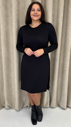 CurveWow Long Sleeve Swing Dress Black
