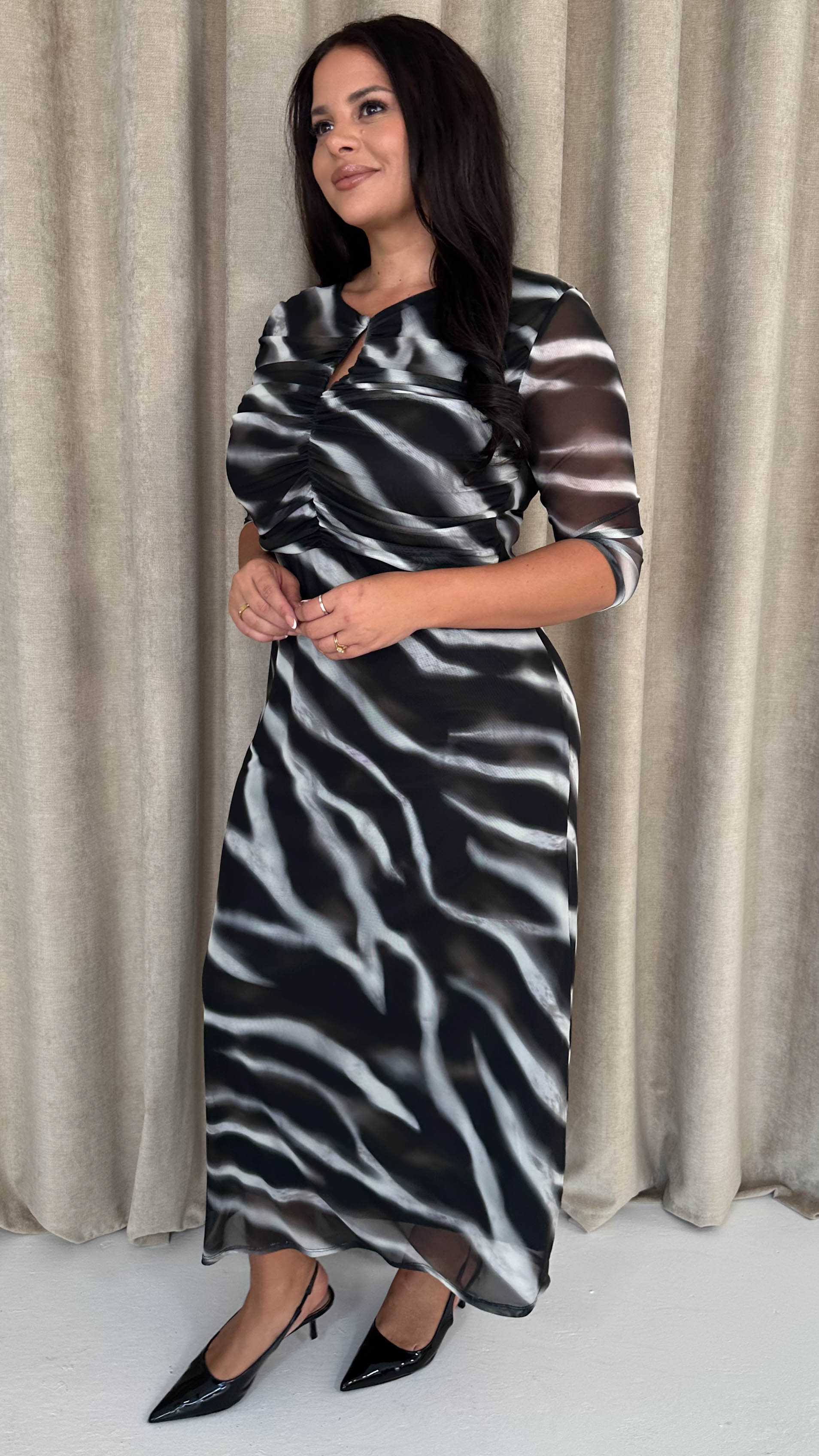 CurveWow Ruched Chest Keyhole Maxi Dress Tye Dye