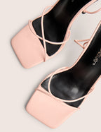 Jiggy Light Pink Pu Stiletto Square Toe Barely There Heels