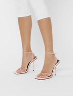 Jiggy Light Pink Pu Stiletto Square Toe Barely There Heels