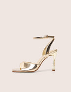 June Gold Ankle Strap Peep Toe Heels