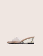 Juno Grey Perspex Slip on Mule Heels