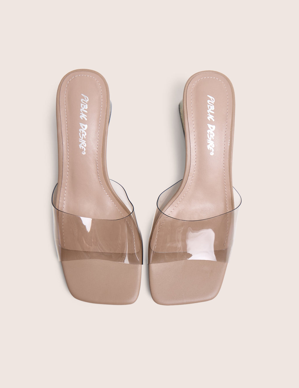 Juno Grey Perspex Slip on Mule Heels