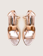 Kalisto Gold Snake Pu Lace Up Round Toe Mid Heels