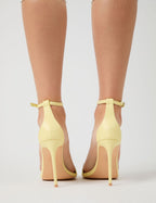 Kelisa Lemon Pu Pointed Toe Barely There Stiletto High Heels