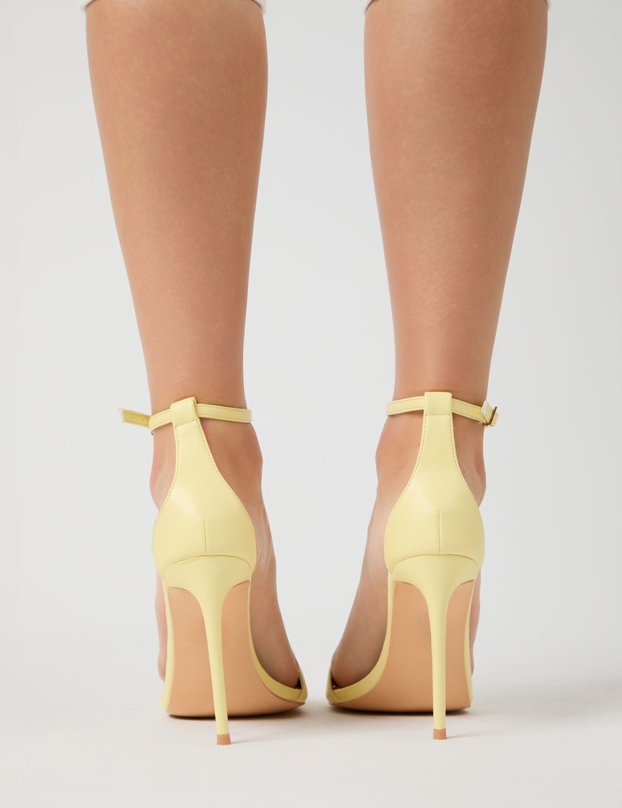 Kelisa Lemon Pu Pointed Toe Barely There Stiletto High Heels