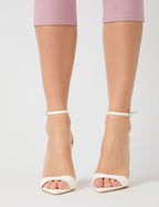 Kelisa White Pu Pointed Toe Barely There Stiletto High Heels