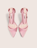 Kelisa Pink Pu Pointed Toe Barely There Stiletto High Heels