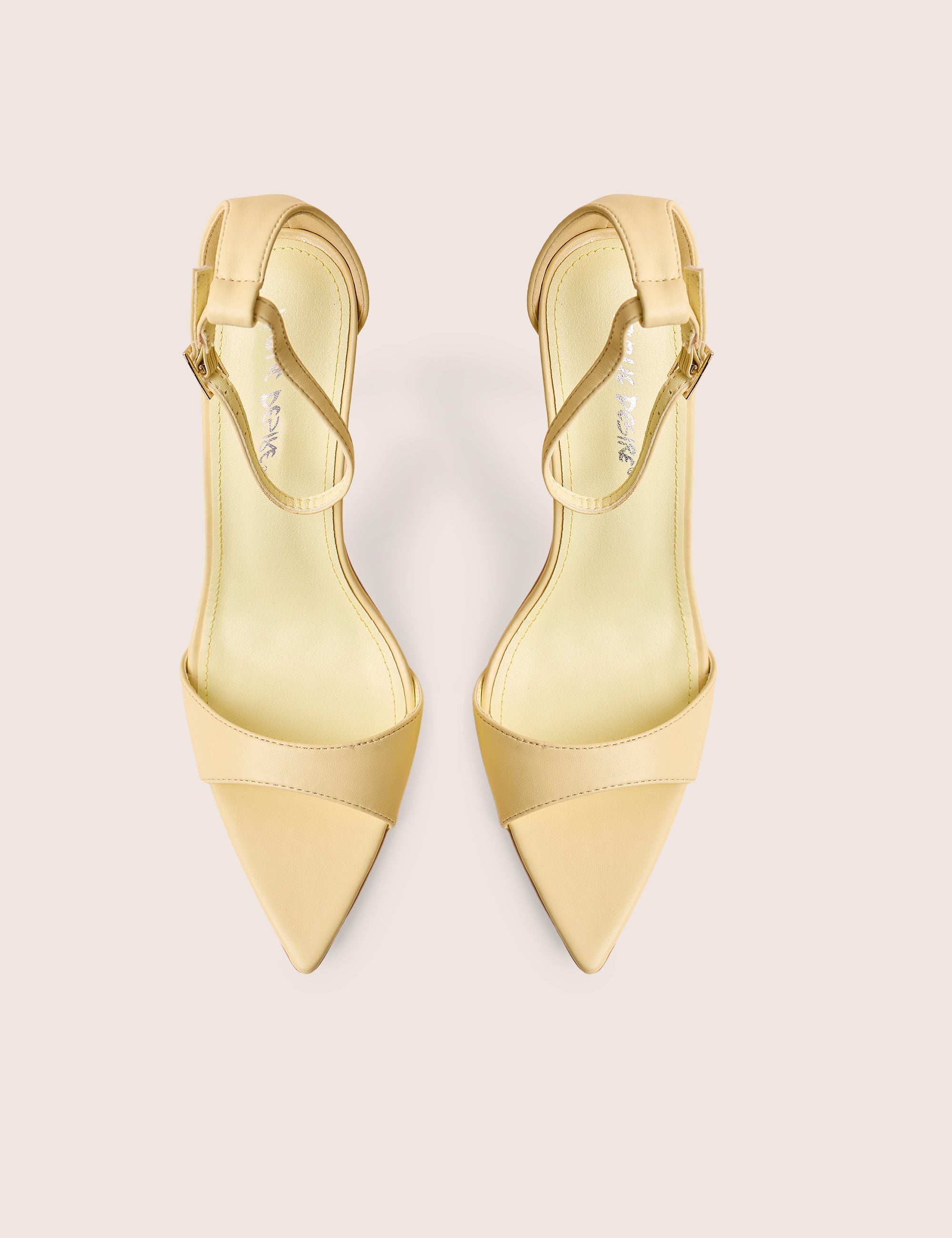 Kelisa Lemon Pu Pointed Toe Barely There Stiletto High Heels