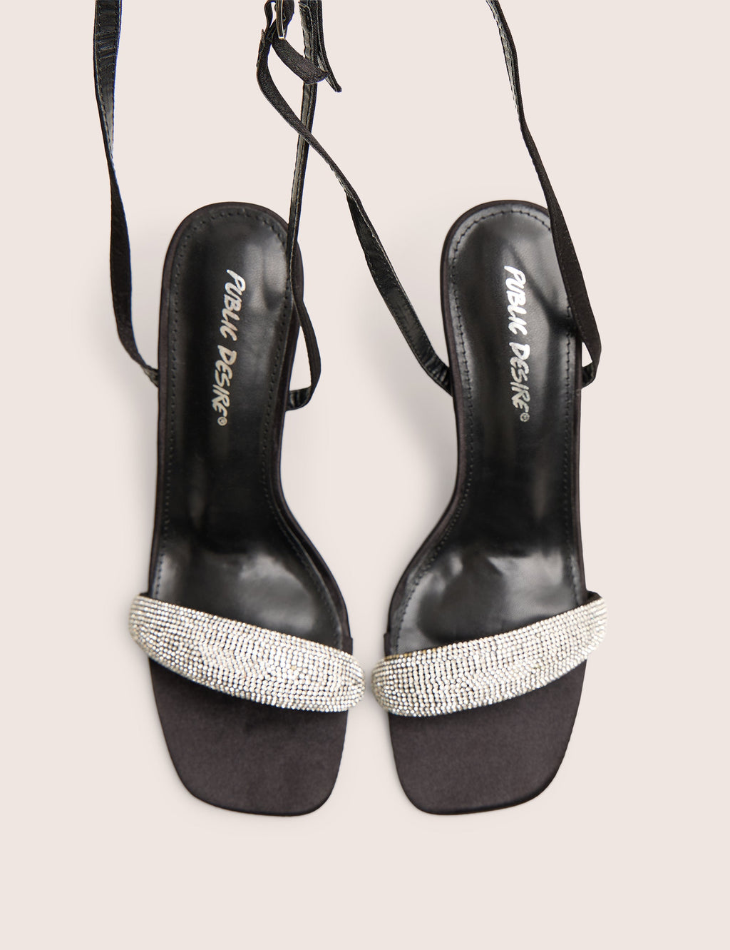 Kirsty Black Diamante Toe Detail High Heels