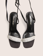 Kirsty Black Diamante Toe Detail High Heels