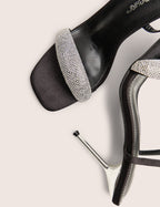 Kirsty Black Diamante Toe Detail High Heels