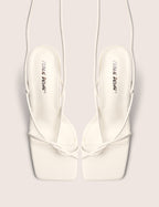 Lacey White Square Toe Strappy Lace Up Stiletto Heels