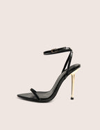 Legacy Wide Fit Black Croc Barely There Pointed Toe Stiletto Heels