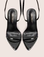 Legacy Wide Fit Black Croc Barely There Pointed Toe Stiletto Heels