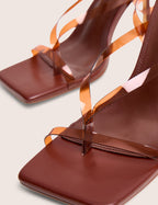 Liberty Brown Perspex Strappy Mid Heels