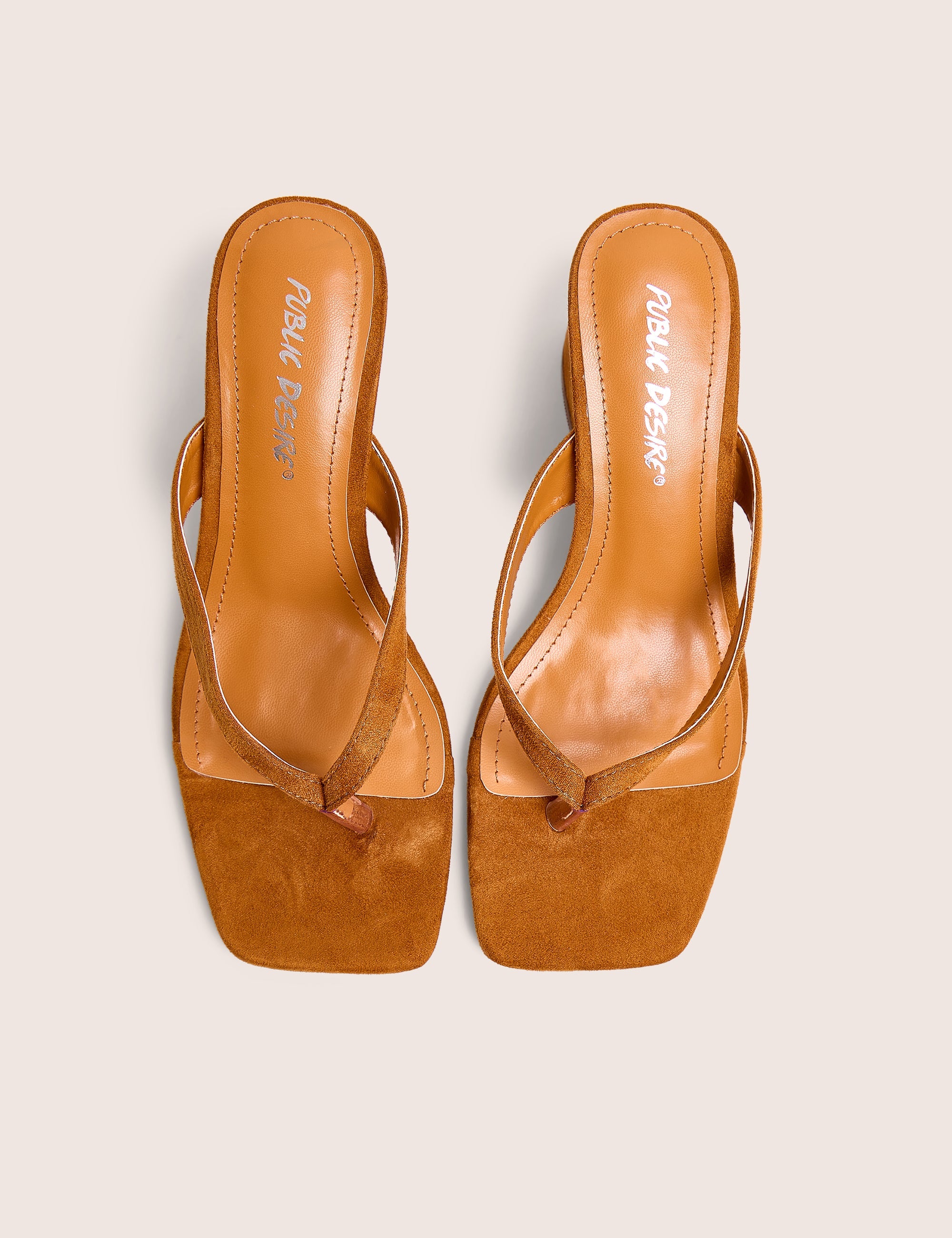 Luisa Tan Faux Suede Flip Flop Wedge Heels