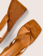 Luisa Tan Faux Suede Flip Flop Wedge Heels