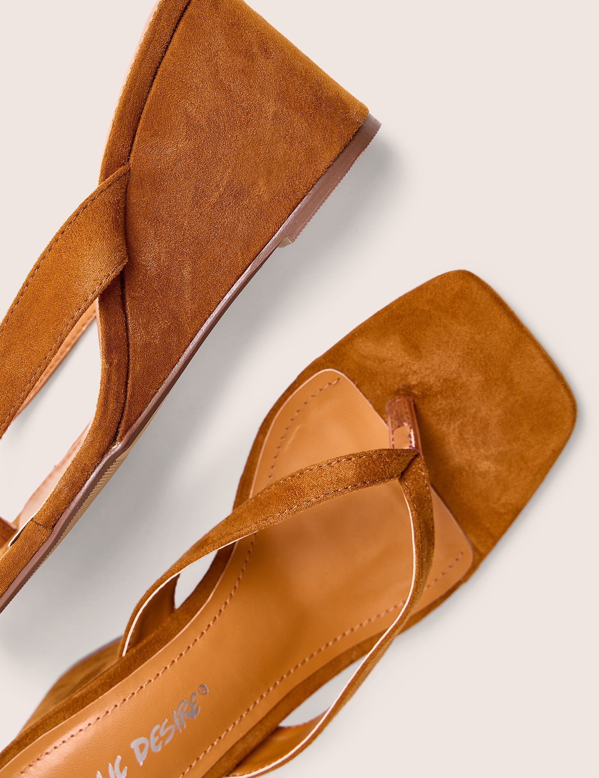 Luisa Tan Faux Suede Flip Flop Wedge Heels