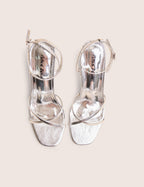 Matilda Silver Pu Strappy Block High Heels