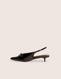 Meadow Black Pu Slingback Low Court Heels