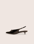 Meadow Black Pu Slingback Low Court Heels
