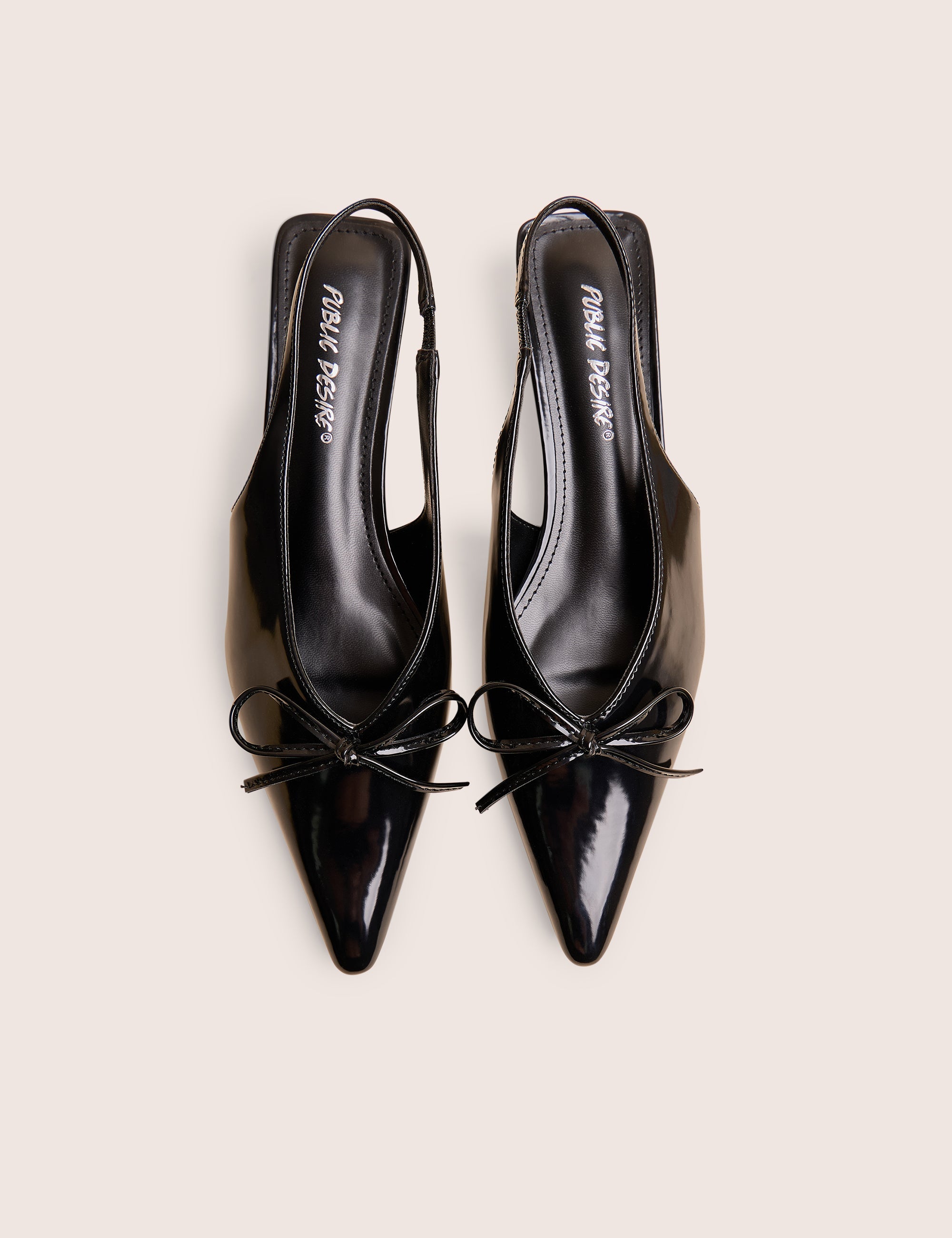 Meadow Black Pu Slingback Low Court Heels