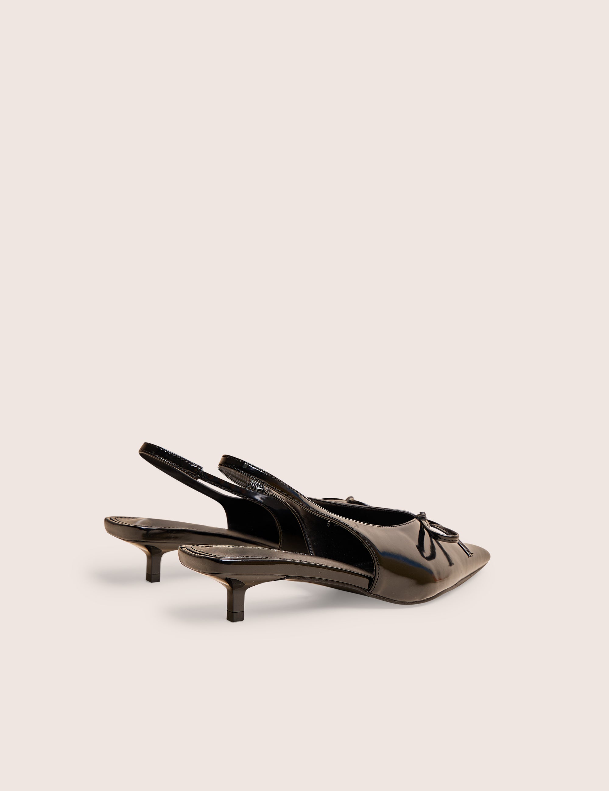 Meadow Black Pu Slingback Low Court Heels
