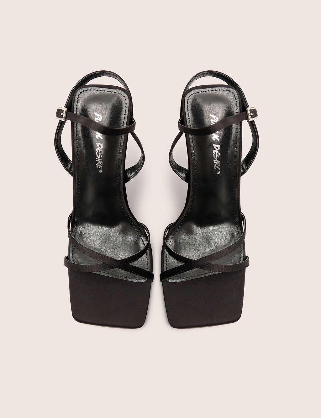 Moss Black Velvet Strappy Stiletto Heels