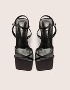 Moss Black Velvet Strappy Stiletto Heels