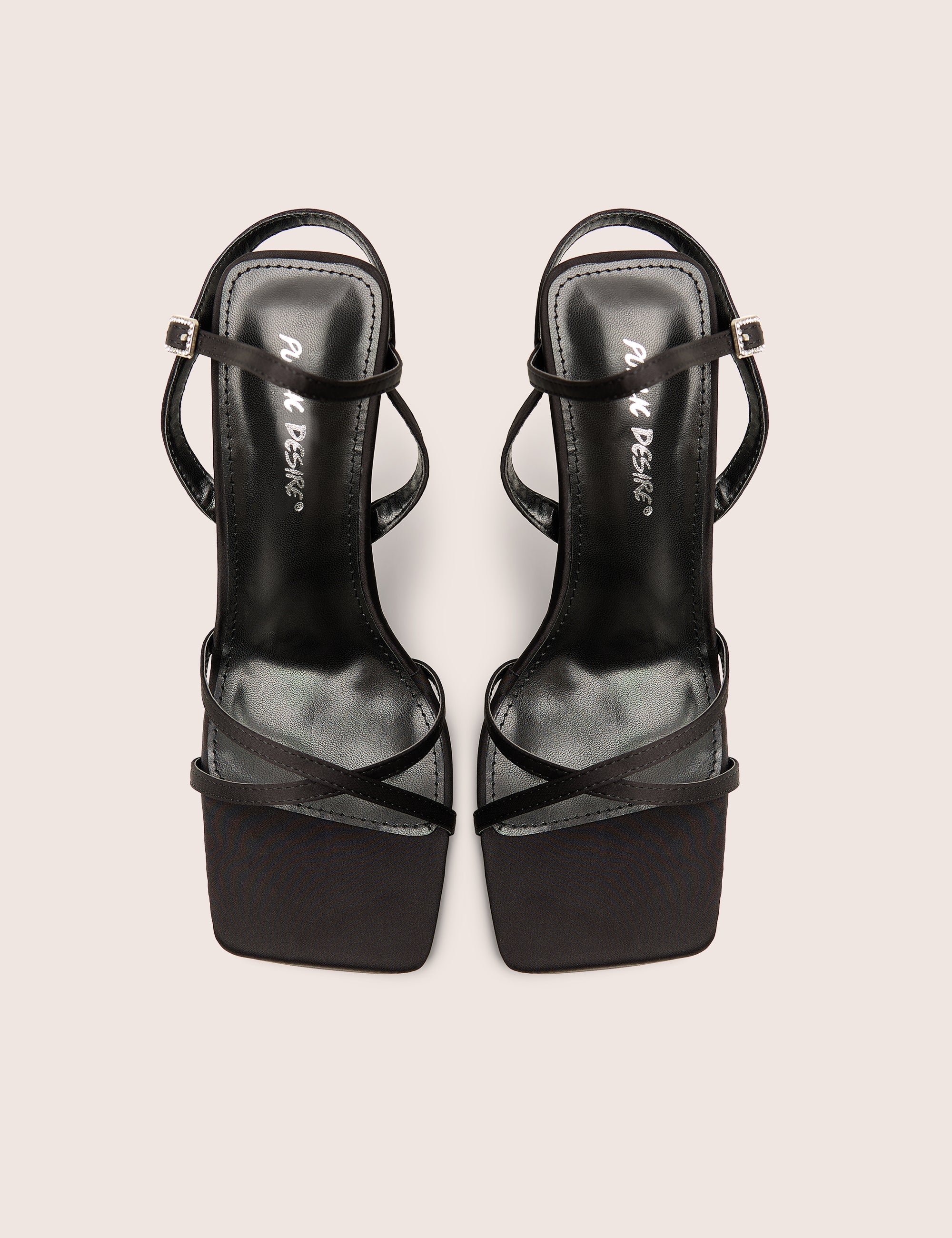 Moss Black Velvet Strappy Stiletto Heels