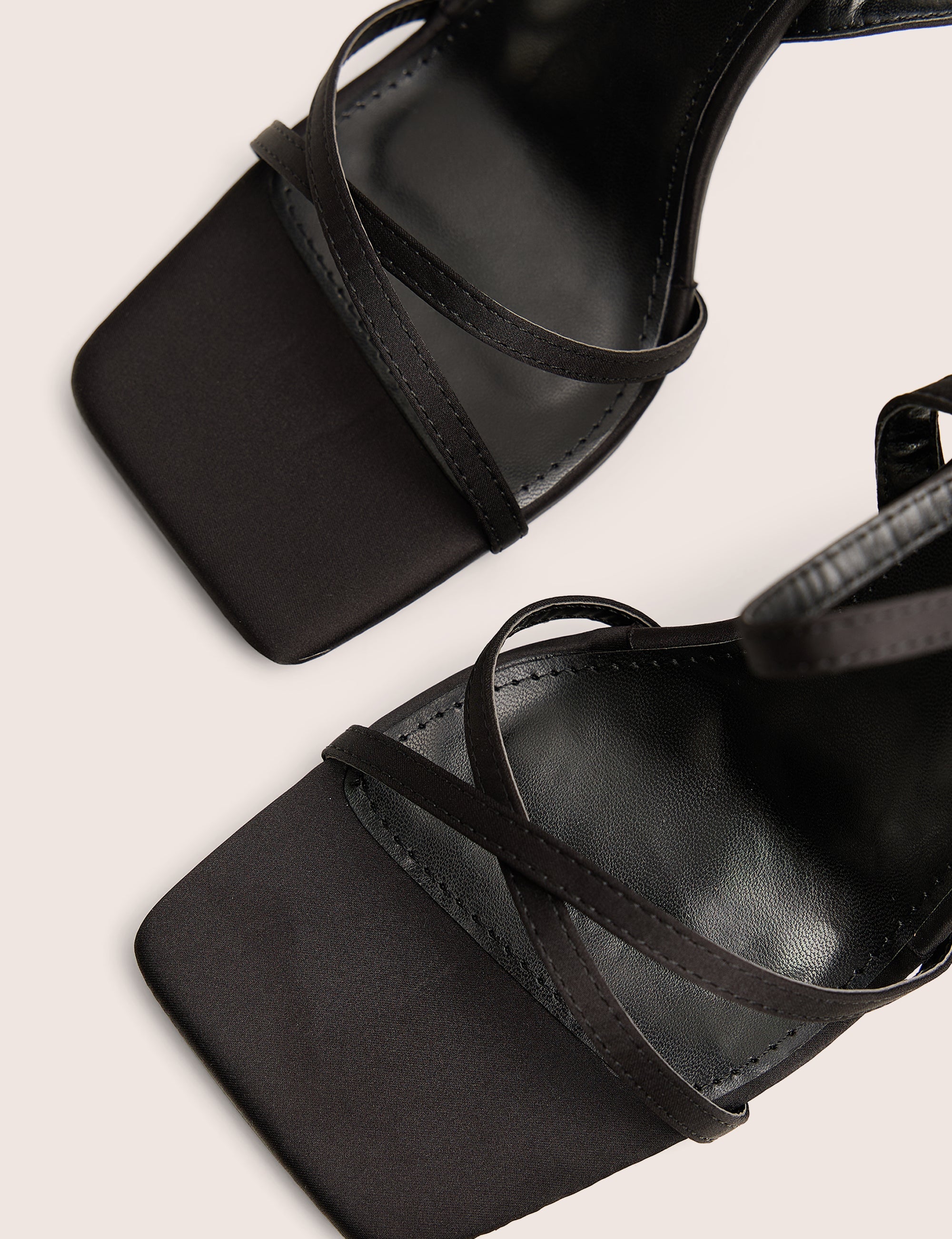 Moss Black Velvet Strappy Stiletto Heels