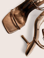 Natalya Bronze Barely There Square Toe Stiletto Mid Heels