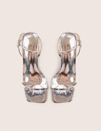 Natalya Silver Barely There Square Toe Stiletto Mid Heels