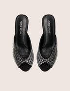 Norma Black Embellished Mule Heels