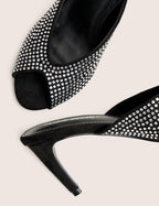 Norma Black Embellished Mule Heels
