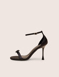 Novie Black Ankle Strap Bow Detail Heels