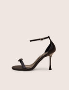 Novie Black Ankle Strap Bow Detail Heels
