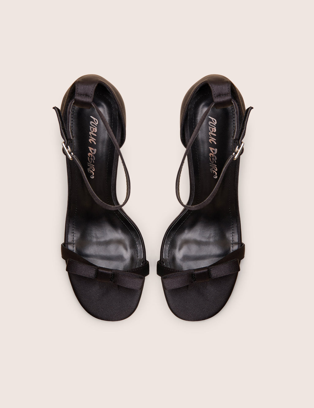 Novie Black Ankle Strap Bow Detail Heels