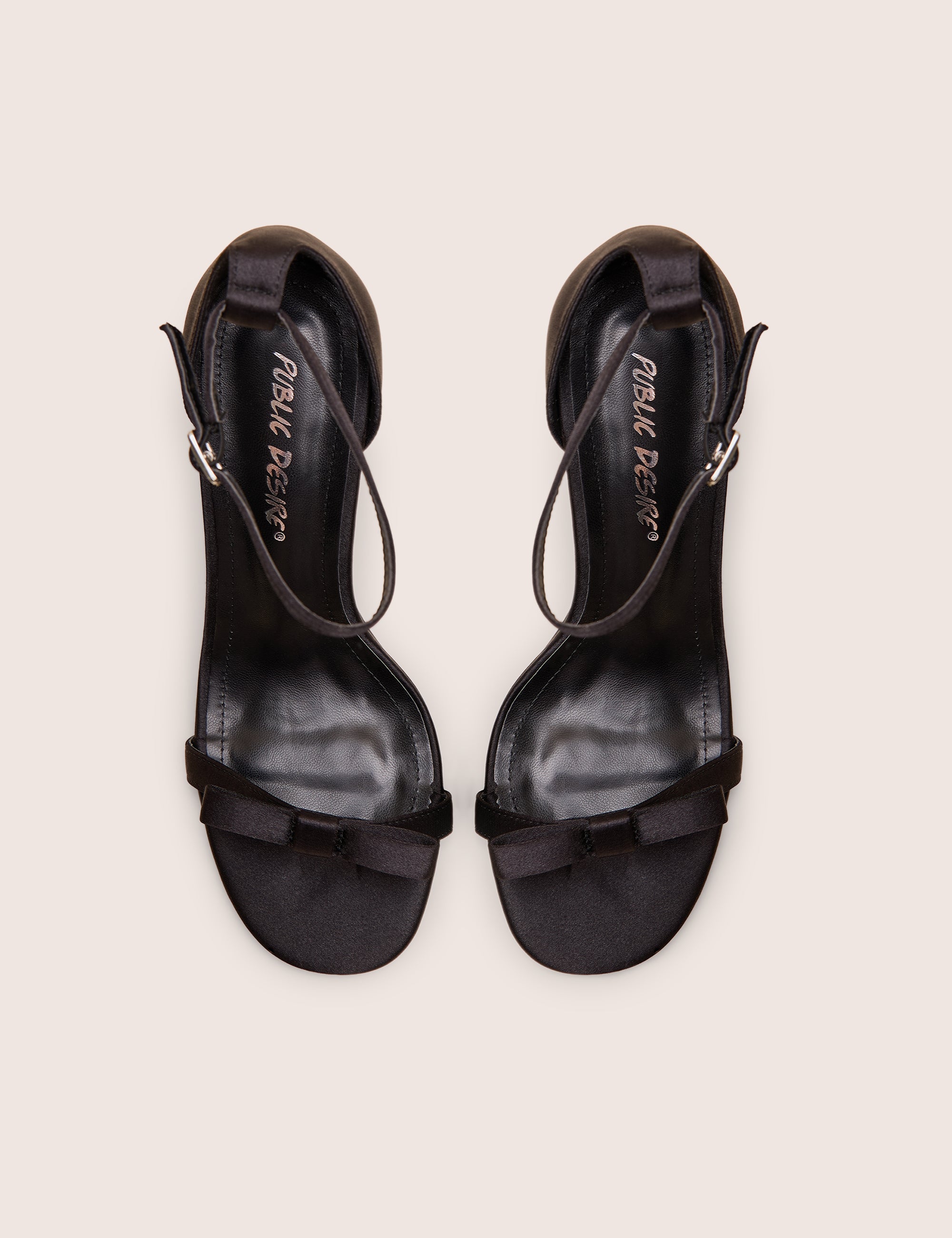 Novie Black Ankle Strap Bow Detail Heels