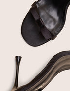 Novie Black Ankle Strap Bow Detail Heels