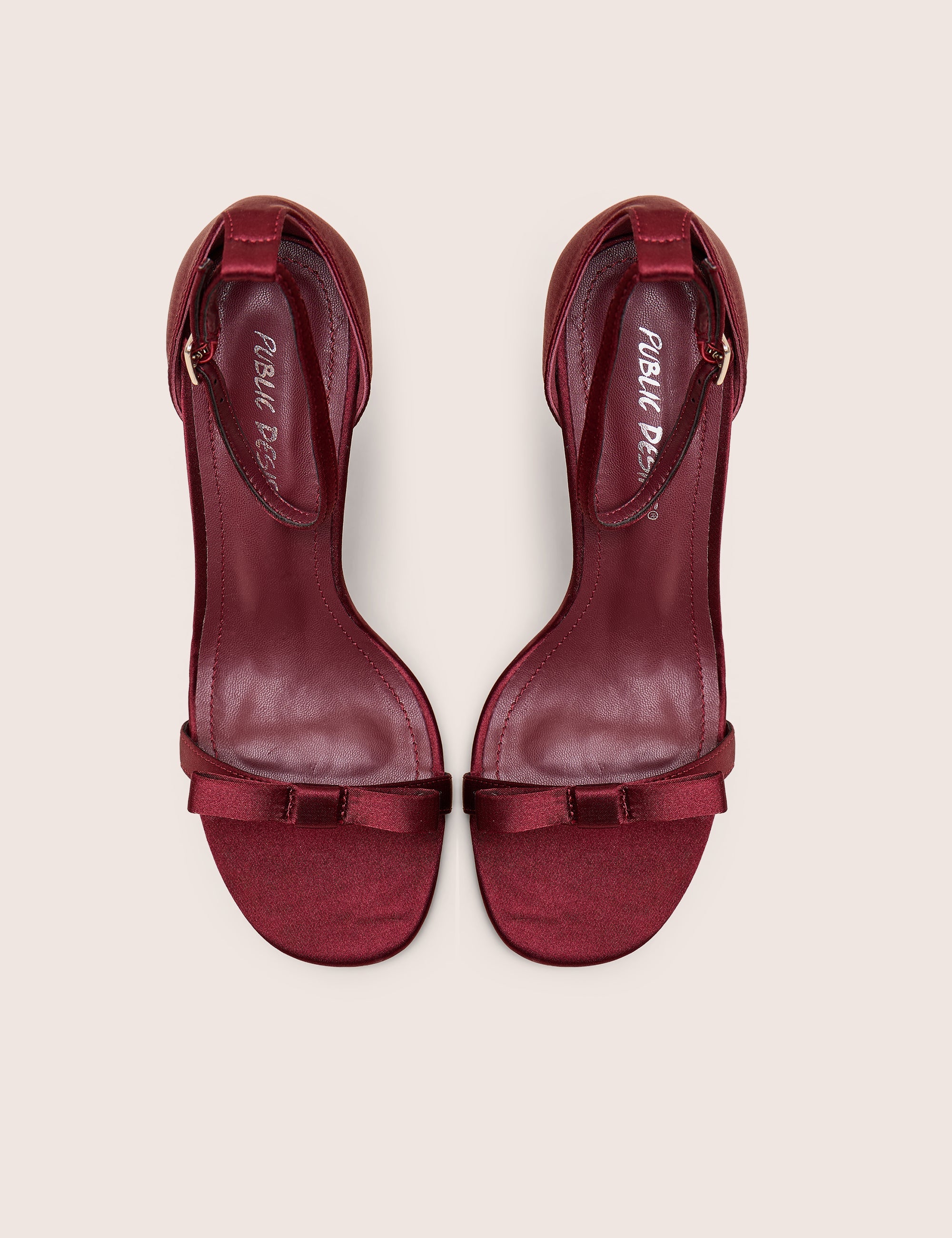 Novie Burgundy Ankle Strap Bow Detail Heels