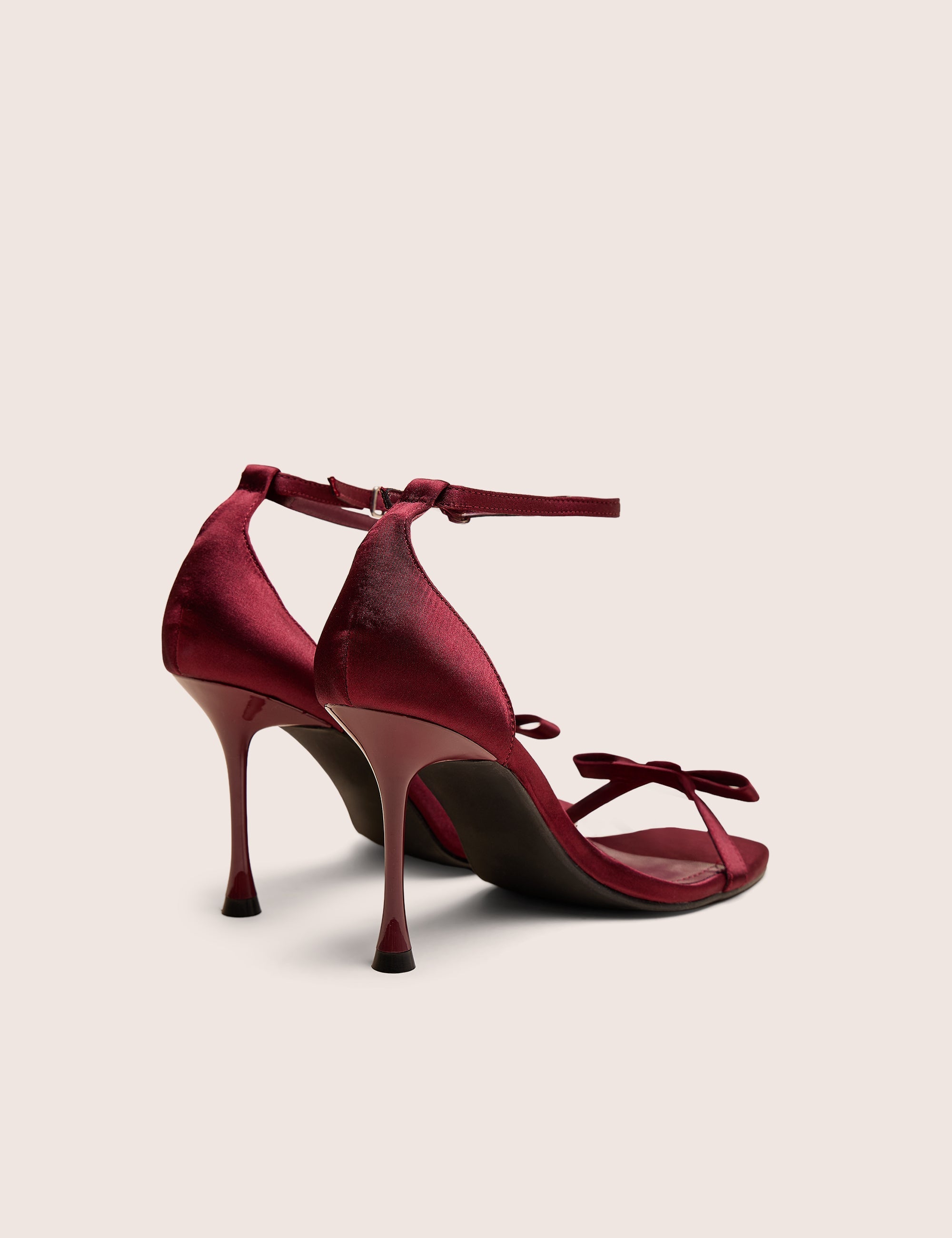 Novie Burgundy Ankle Strap Bow Detail Heels