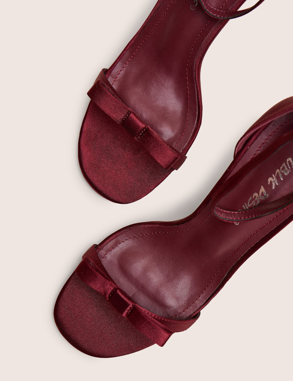 Novie Burgundy Ankle Strap Bow Detail Heels