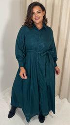 CurveWow Square Net Shirt Dress Teal