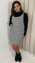 CurveWow Check Pinafore Dress Black & White