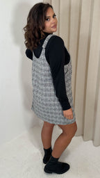 CurveWow Check Pinafore Dress Black & White