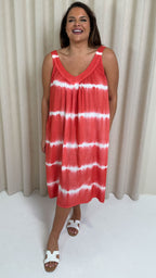 CurveWow Tye Dye Sun Dress Salmon
