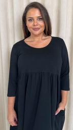 CurveWow Pocket Smock Dress Black